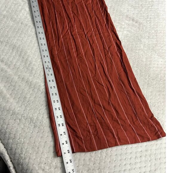 Three Floor Margaux Jumpsuit Womens 4 Burnt Orange Linen Striped Ruffle NWT - Picture 8 of 9